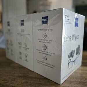 ZEISS Lens Wipes 220 Count (3 Pack) Individually Wrapped Pre-Moistened NEW